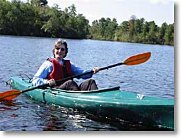 Jane on kayaking on Menantico Ponds Wildlife Management Area