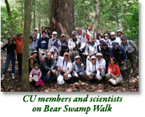 CU members and scientists on Bear Swamp Walk