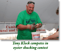 Tony Klock competes in oyster shucking contest