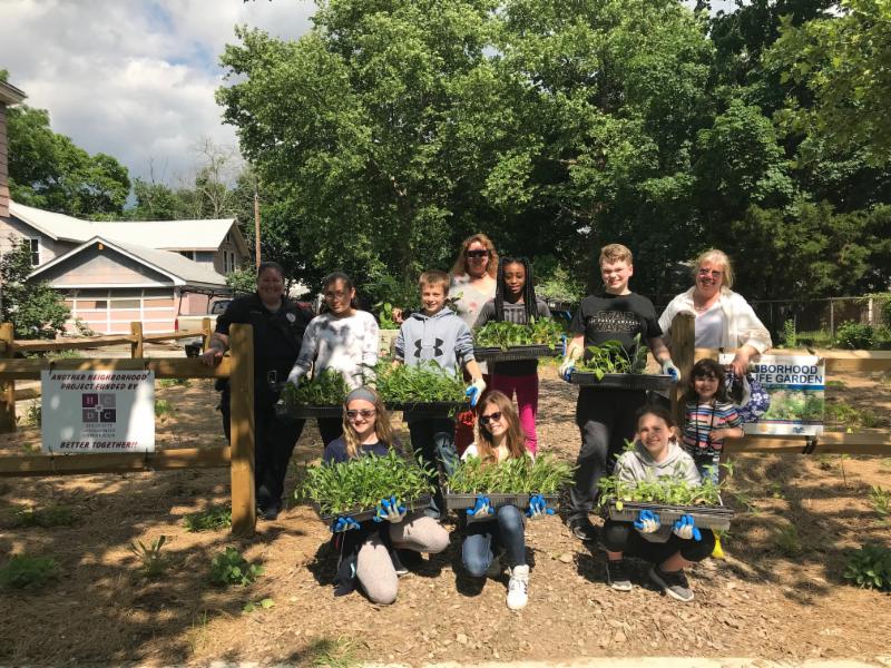 Lakeside Middle School's 21st Century Program participants raised and planted flowers at the Neighborhood Wildlife Garden.