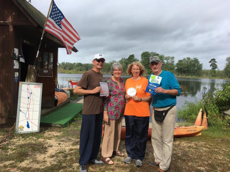 Al and Sam's receives Eco-Leader Designation from CU and Vineland Chamber of Commerce Congratulations Al and Sam's Canoe Boat and Kayak Rentals & Sales Willow Grove Lake In Background