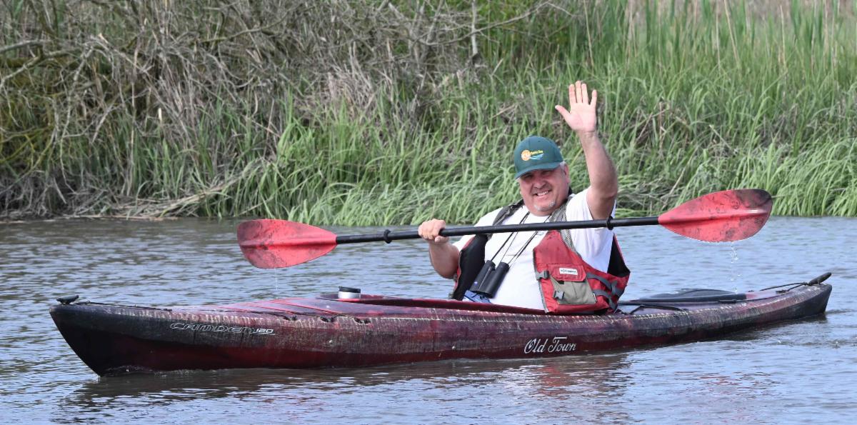 Naturalist Tony Klock in Kayak